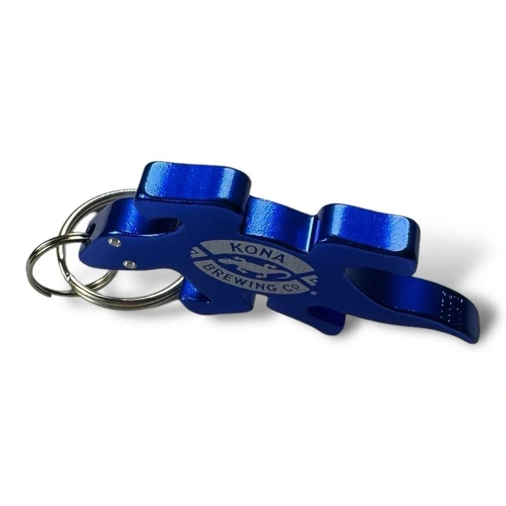 Kona Brewing Co Blue Metal Bottle Opener Keychain Gecko Beer Collectible